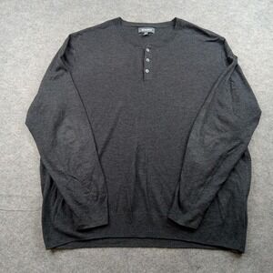Bonobos Sweater Mens 2XL‎ Gray Slim Fit Henley Pullover Long Sleeve Linen Blend
